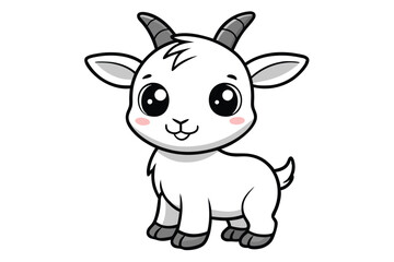 Coloring page for kids baby goat line art illustration
