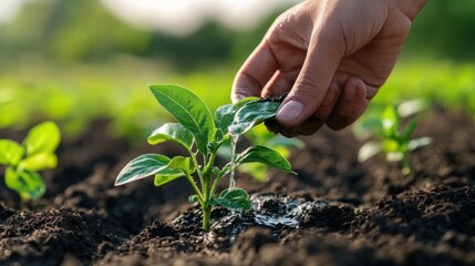 Hand Watering a Seedling