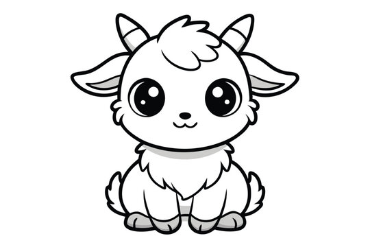 recommend clip art: Coloring page for kids baby goat line art illustration