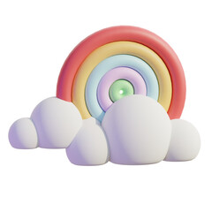 3D Fantasy Rainbow Emerging From Clouds