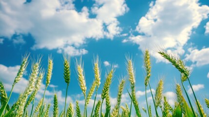 Fototapeta premium Wheat Field Under a Blue Sky