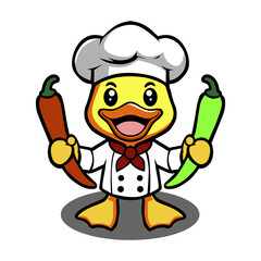 a duck with a knife and a knife in it that says  chef .