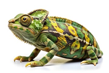 Obraz premium chameleon in military camouflage pattern on white background