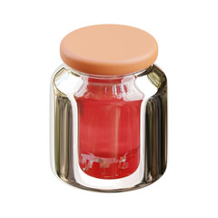 3D Russian Strawberry Jam Glass Jar