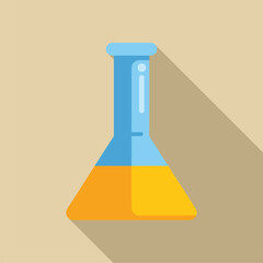 Conical flask containing a yellow chemical substance casting a long shadow to the right