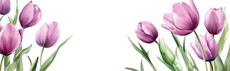 Stunning Watercolor Illustration of Purple Tulips: A Touch of Spring Elegance