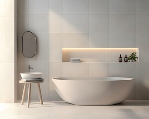 Modern Bathroom with Calm, Relaxing Design.