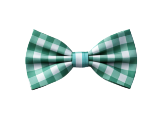 Checkered green Bow tie isolated on transparent and white background