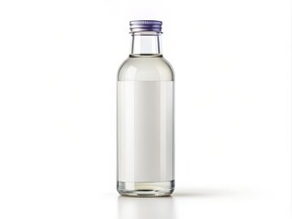 Naklejka premium A stylish and versatile glass bottle, its transparent surface awaiting your creative touch, paired with a removable