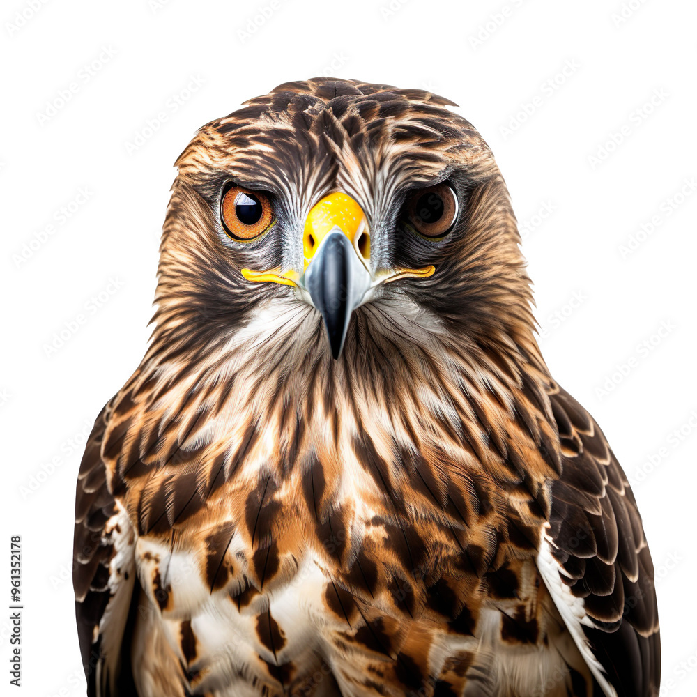 Aufkleber close up of a buzzard bird isolated on transparent and white background