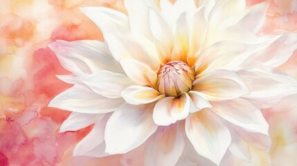 Fototapeta premium Stunning Watercolor of a White Lily in Soft Pastel Tones