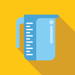 Blue measuring cup showing measuring scale icon on yellow background