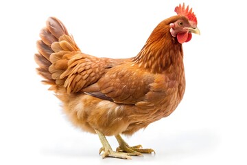 Fototapeta premium One brown chicken on white