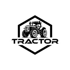 Silhouette of a tractor illustration vector with tractor icon and logo on white background