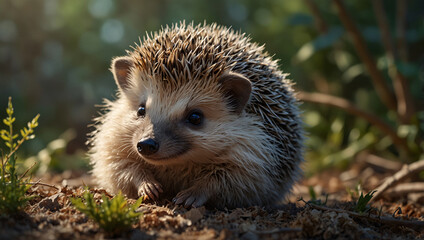 An adorable scene of a baby hedgehog