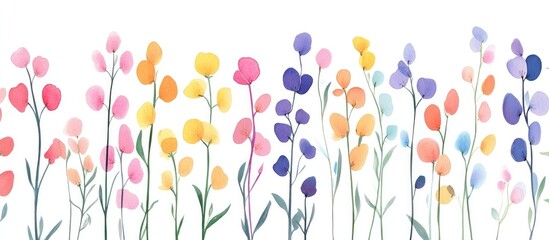Vibrant Watercolor Flower Garden: A Whimsical Botanical Illustration Celebrating Nature's Color Palette