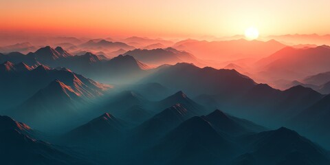 Silhouetted mountain range under a sunset.