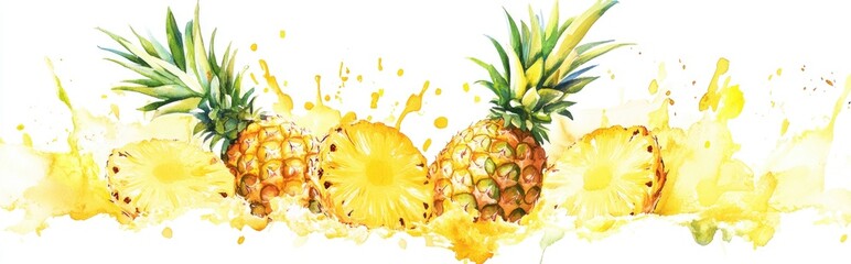 Vibrant Watercolor Pineapples: A Fresh and Colorful Culinary Delight