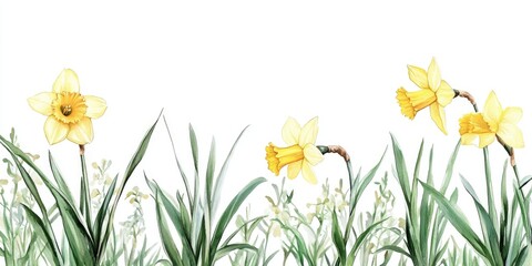 Obraz premium Radiant Daffodils in Bloom: A Delightful Celebration of Spring's Floral Beauty