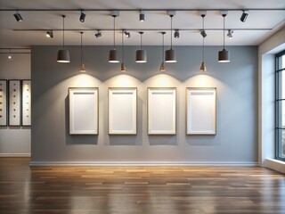 A well-lit room with a blank wall display mock-up offers the perfect setting for highlighting artwork and designs,