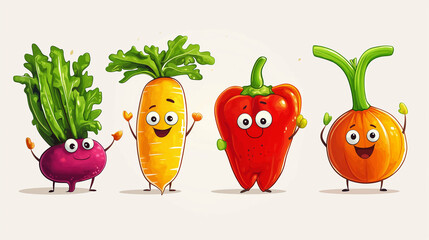 Cute cartoon vegetables for set decoration