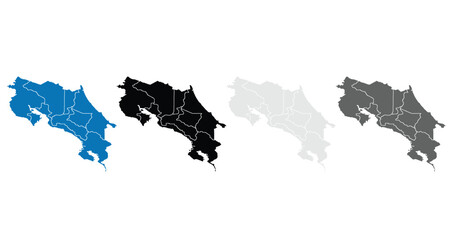 Costa Rica map. Grayscale,isolated on white background for website layouts,background,education, precise,customizable,Travel worldwide,map silhouette backdrop,earth geography, political,reports.