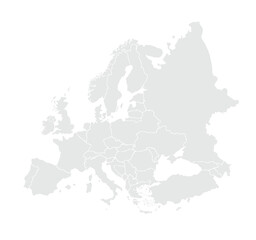 Europe map isolated on white background. for website layouts, background, education, precise, customizable, Travel worldwide, map silhouette backdrop, earth geography, political, reports.