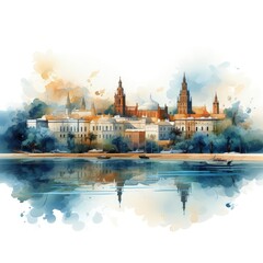 Obraz premium Minimalistic Vector Illustration of Seville’s Iconic Architecture and Skyline