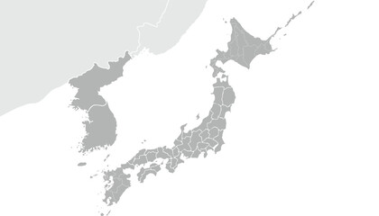 East Asian countries gray white vector.