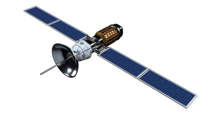 artificial satellite concept 3D rendering png on transparent background