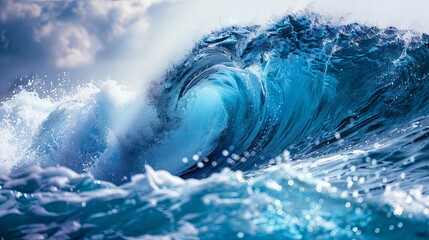 A Majestic Ocean Wave Crashing Against the Water
