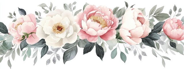 Elegant Watercolor Peony Arrangement for Botanical Decor and Floral Inspiration