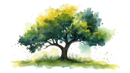 Beautiful Watercolor Tree Illustration Capturing the Essence of Nature