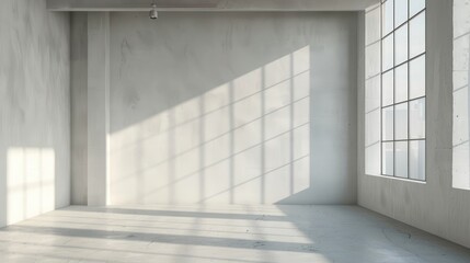 Obraz premium Interior of a vacant white loft with shadow from window