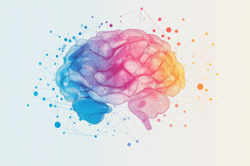 A colorful brain with a lot of dots and lines