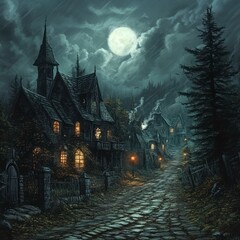 Obraz premium Eerie Halloween ghost town 
