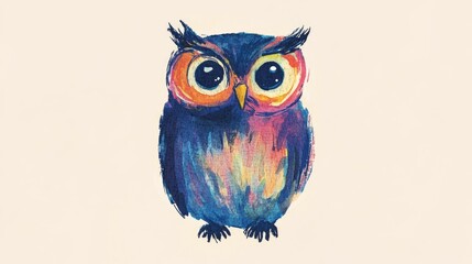 Fototapeta premium Whimsical Colorful Owl Illustration: A Vibrant Artistic Expression