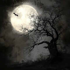 Fototapeta premium Gloomy full moon Halloween night 