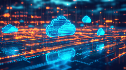 Virtual world scene with real-time data exchange and cloud computing platforms