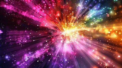 Obraz premium Abstract Colorful Explosion with Stars and Lights