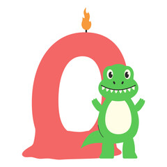 0 Zero Burning Candle with Dino