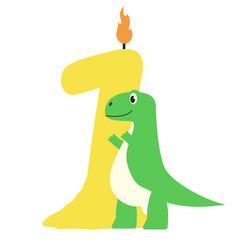 1 One Burning Candle with Dino