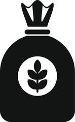 Black and white icon of a full sack with wheat for baking bread and pastry