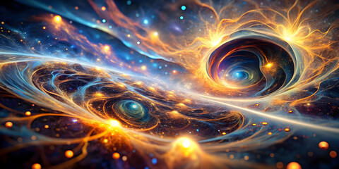 Cosmic Energy Dance: A mesmerizing abstract of swirling galaxies, vibrant nebulas, and radiant energy bursts, inviting contemplation on the vastness and beauty of the universe. 