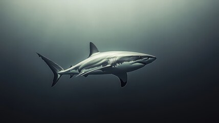 Fototapeta premium A shark set against a minimal background, emphasizing its sleek design and details in a clean, focused composition.