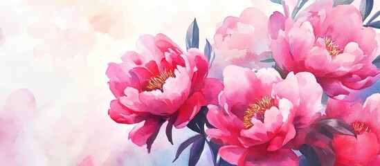 Stunning Watercolor Peonies: A Vibrant Floral Composition Capturing Nature's Beauty