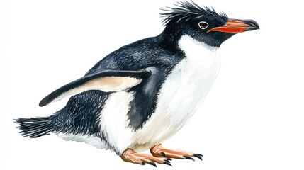 Naklejka premium Charming Watercolor Penguin Illustration: A Glimpse into Wildlife Artistry