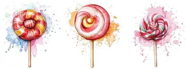 Colorful and Whimsical Lollipop Illustrations: A Sweet Adventure in Candy Art