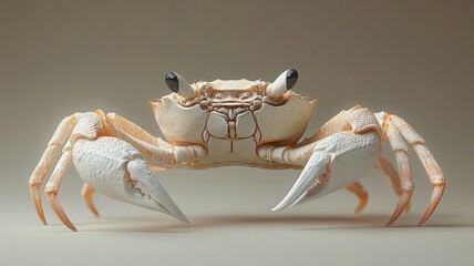 Fototapeta premium A crab against a minimal background, focusing on its detailed design and natural features in a clean and uncluttered composition.