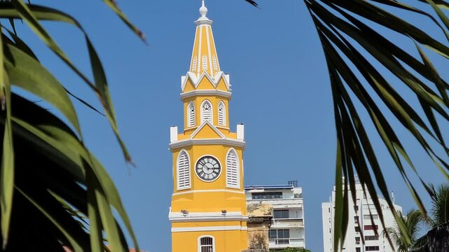 Torre del Reloj Monument, Tower at Entrance in Old Town Cartagena, Colombia
